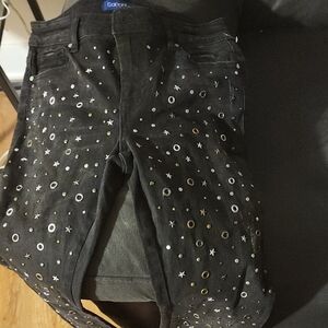 Women's Black Star-Studded Skinny Jeans